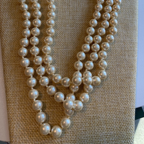 Kenneth Jay Lane faux pearl multi strand glass pearl necklace. - Picture 1 of 6